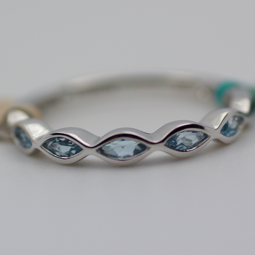 EFFY 14k White Gold Marquise Blue Topaz Band
